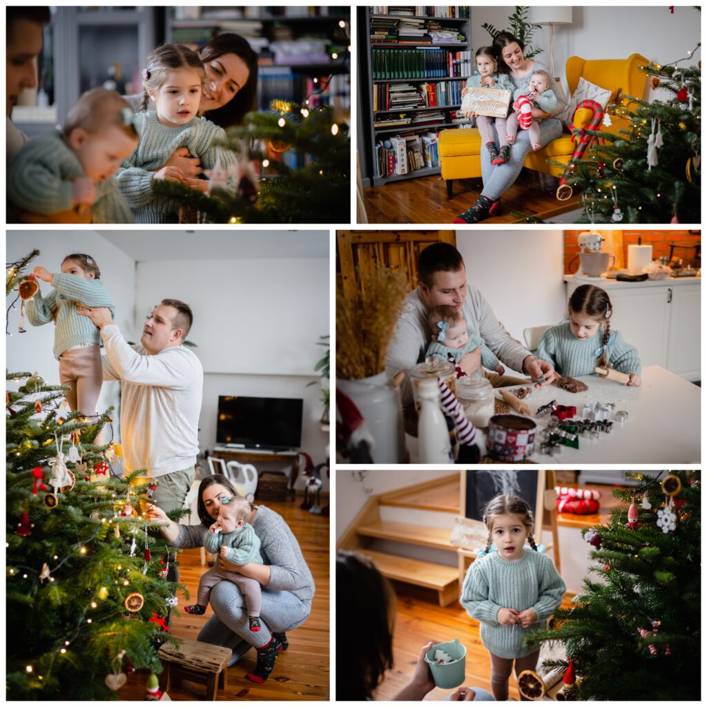 sesja świąteczna w mieszkaniu, Koszalin, Barbara Rompska, Boże Narodzenie, strojenie choinki, dekoracje świąteczne